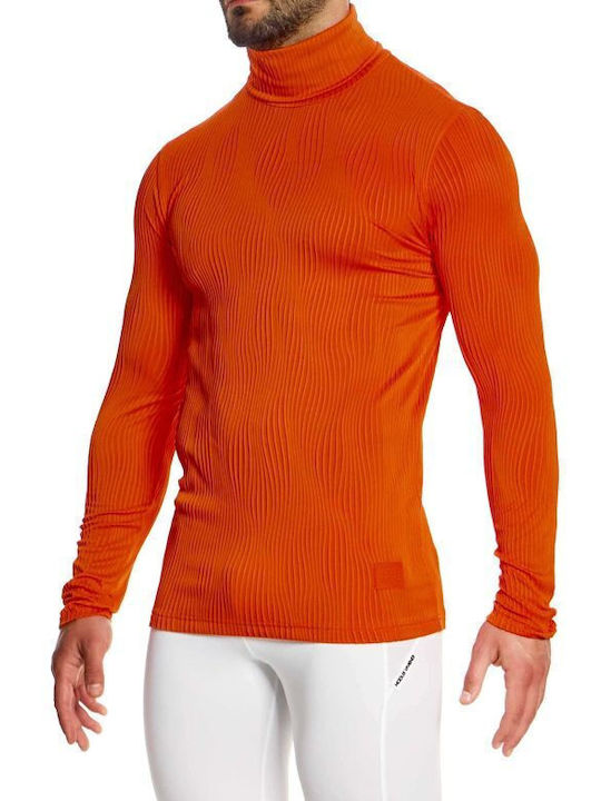 Modus Vivendi Men's Long Sleeve Blouse Turtleneck Orange