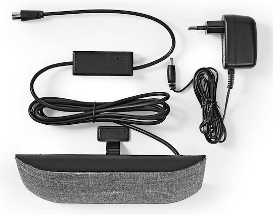 Nedis ANIR2512GY700 Εσωτερική Κεραία Τηλεόρασης (απαιτεί τροφοδοσία) σε Μαύρο Χρώμα Σύνδεση με Ομοαξονικό (Coaxial) Καλώδιο