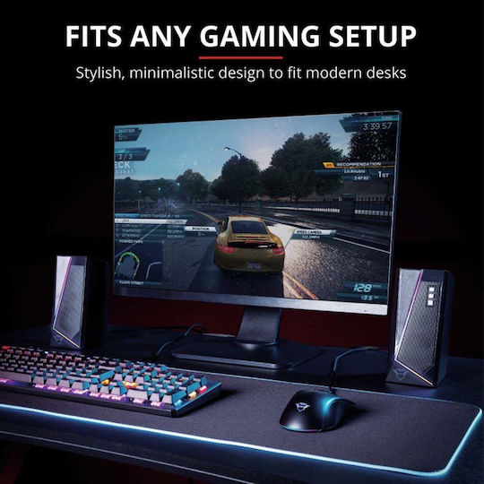 Trust GXT 609 Zoxa RGB Ηχεία Υπολογιστή 2.0 με RGB Φωτισμό και Ισχύ 12W σε Μαύρο Χρώμα