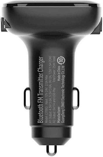 Ldnio FM Transmitter Αυτοκινήτου C706Q με Bluetooth / Type-C / USB με Type-C Καλώδιο