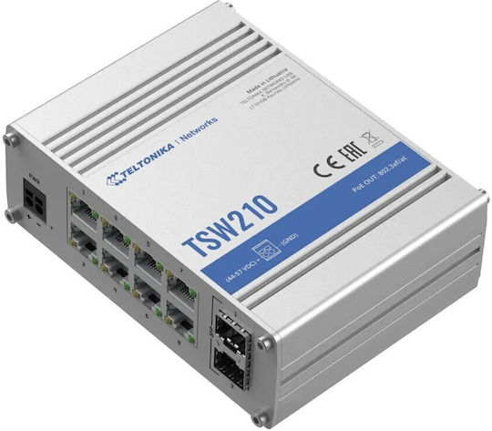 Teltonika TSW210 Unmanaged L2 Switch with 8 Gigabit (1Gbps) Ethernet Ports and 2 SFP Ports