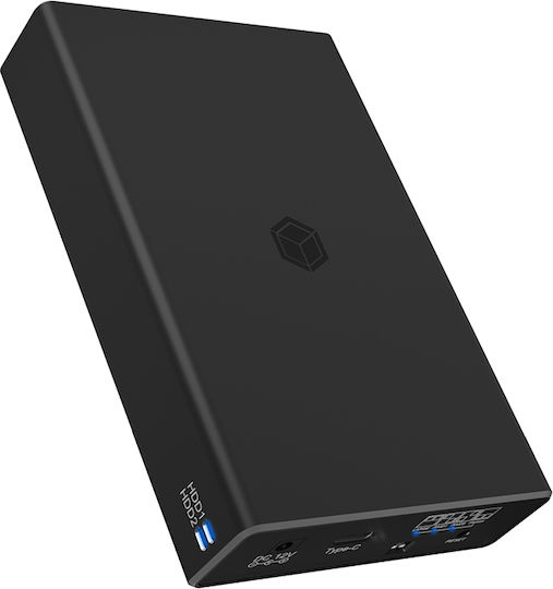 Icy Box Festplattengehäuse für 2 Festplatten 2.5" SATA III mit Type-C Konnektivität