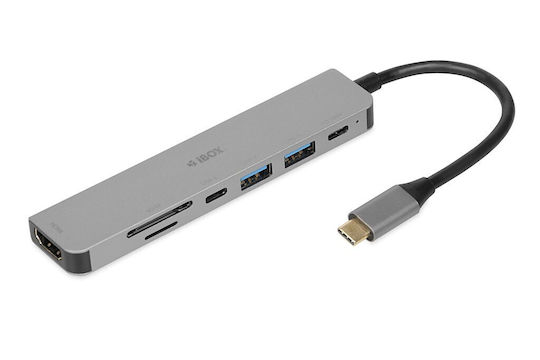 iBox Dock / USB-A Docking Station με 4K PD Ethernet Γκρι