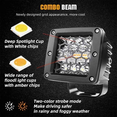 Square Headlights Car LED Mazda 2 Mercedes-Benz V Mitsubishi Pick-up with White Lighting 2pcs