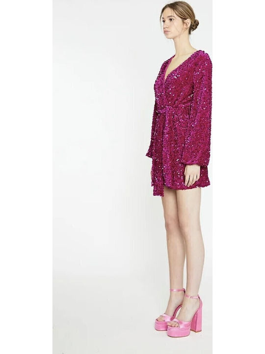 Ka6890 Rochie Mini De Seara Wrap-Around Fuchsia