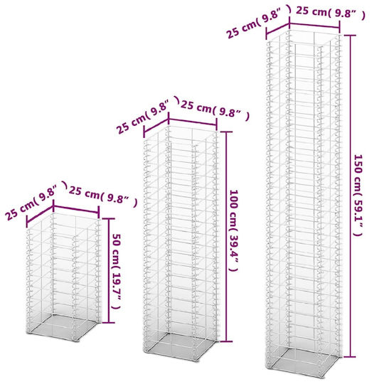 vidaXL Garden Fencing Material 3pcs Silver