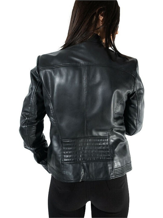Δερμάτινο Γυναικείο Biker Jacket Μαύρο