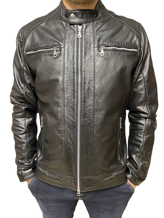 MARKOS LEATHER 4452 Men's Winter Leather Biker Jacket Black