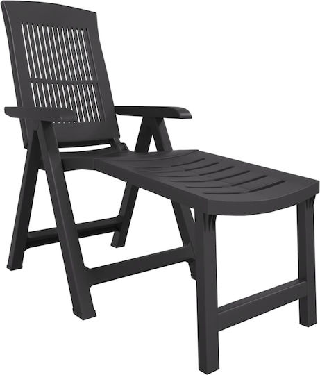 vidaXL Foldable Plastic Beach Sunbed Gray 60cm