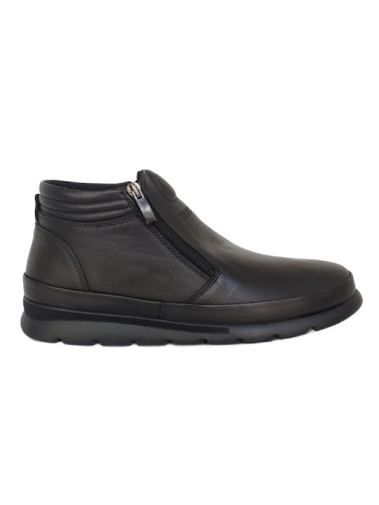 Antonello Men's Leather Boots with Zipper Black