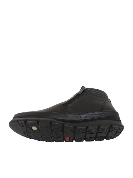 Piele Negru Ghete barbati Anatomic cu fermoar