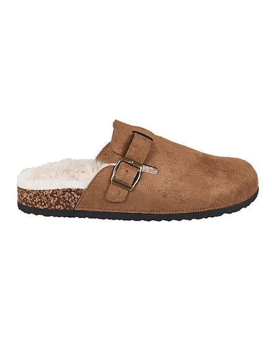 Mitsuko Men's Slippers with Fur Brown