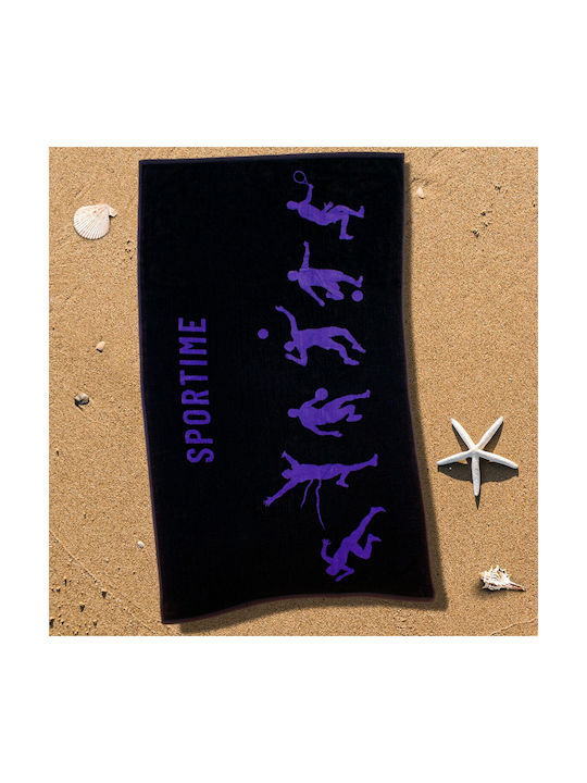 SB Home Sport Time Lilac Tennis Cotton Black Gym Towel 90x160cm