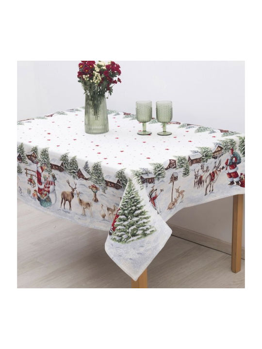 Christmas Tablecloth Fabric White L140xW140cm 1pcs