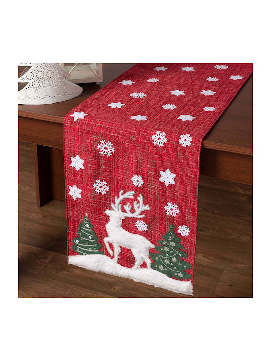 Silk Fashion Christmas Tablecloth Runner Fabric Red L160xW35xH35cm.