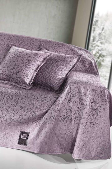 Guy Laroche Matis Three-Seater Sofa Throw 2 Sides Chenille 180x300cm Purple