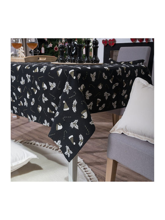 Teoran Christmas Tablecloth Fabric Black L220xW140cm.