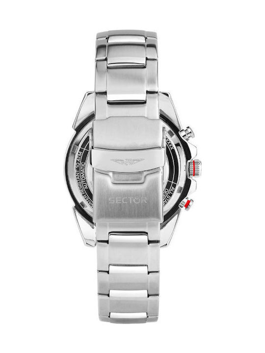 Sector 450 Ceas Barbati 43mm Cronograf Baterie cu Brățară din Metal Argintie