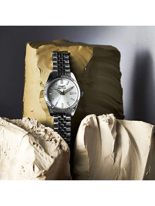 Sector 240 Herrenuhr Batterie mit Silber Metallarmband