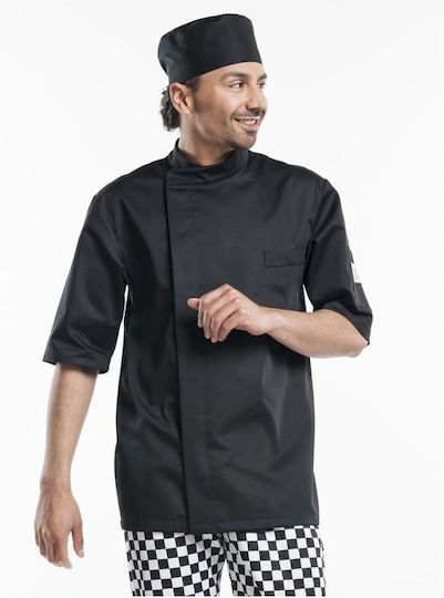 Chaud Devant Coat Chef Black with Short Sleeve Bacio