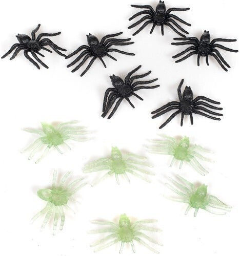 Carnival Accessory Black for Halloween Black Spiders Glow In Dark 6pcs