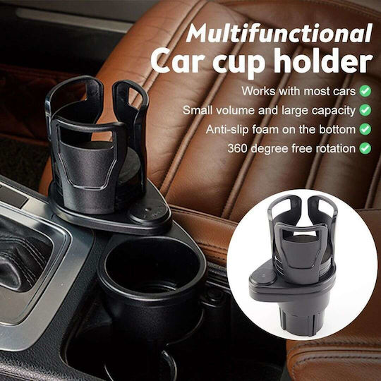 Car Cup Holder Adjustable 360° Folding 1 Position for Console in Black Color