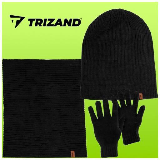 Unisex Set with Beanie Knitted in Black color