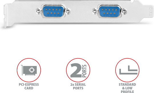 Axagon Κάρτα PCIe σε 2 θύρες RS232 DB9 Serial