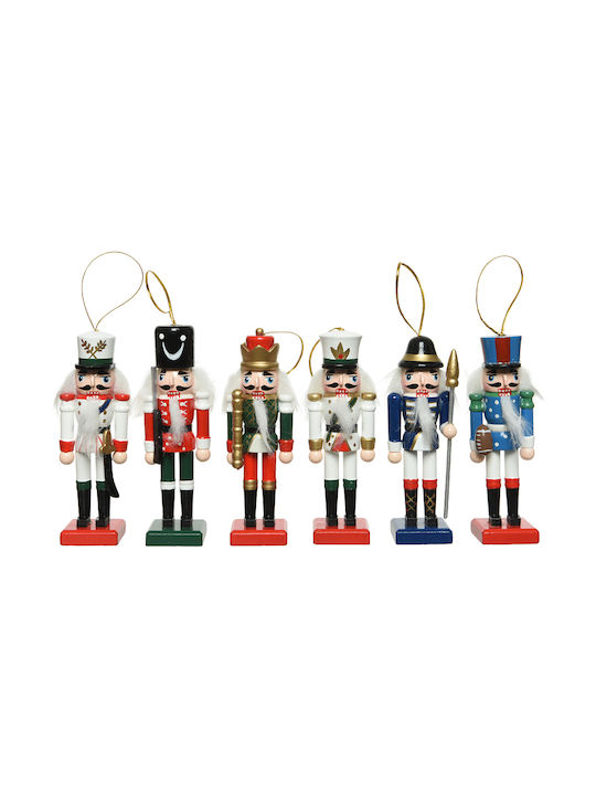 Kaemingk Christmas Wooden Nutcracker Ornament Multicolour 3.5x3.5cm 6pcs