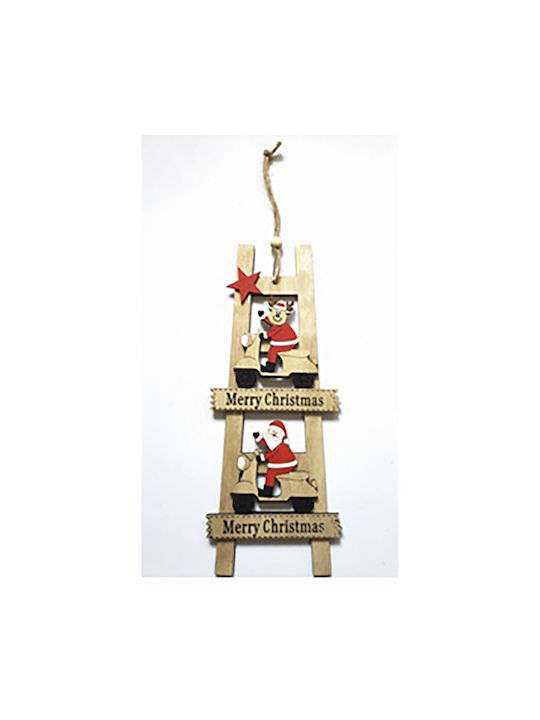 Hanging Santa Claus Ornament Wooden Brown 1x12cm