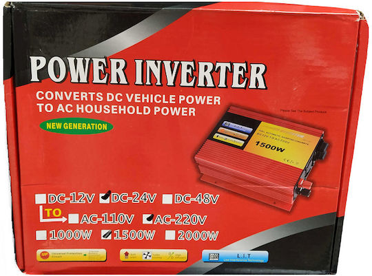 Car Power Inverter 1500W for Conversion 24V DC to 220V AC