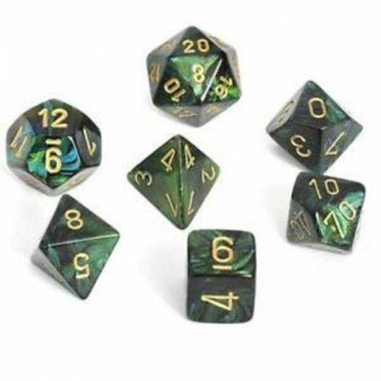 Chessex Scarab Mini Polyhedral Jade/Gold 7-Die Set