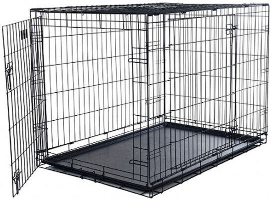 Kennel X-Large Wire Dog Cage XLarge with 2 Doors Black 107x70x77.5cm