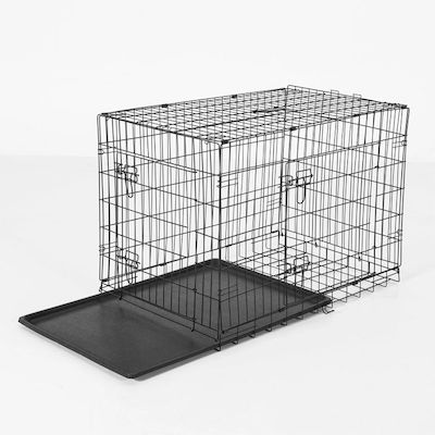 Pawhut Custi de câine din sârmă cu 2 uși Cușcă de transport pentru animale de companie din metal pliabilă, 76x53x57 cm. 76x53x57cm