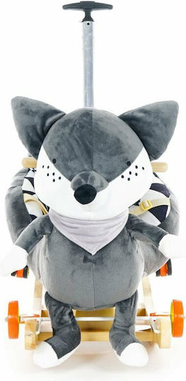 Kidsee Fabric Rocking Toy Fox with Sounds & Wheels with Max Load Capacity 30kg Gray