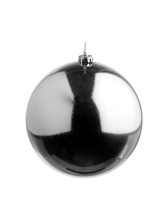 Hängendes Kugel Ornament Ornament Kunststoff Silber 15cm