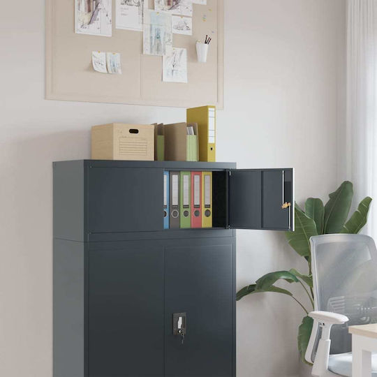 Метален Офисен Шкаф С Ключалка Антрацит 90x40x40см