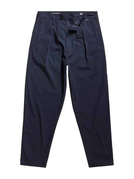 Pleated Παντελόνι σε Relaxed Εφαρμογή Navy Μπλε