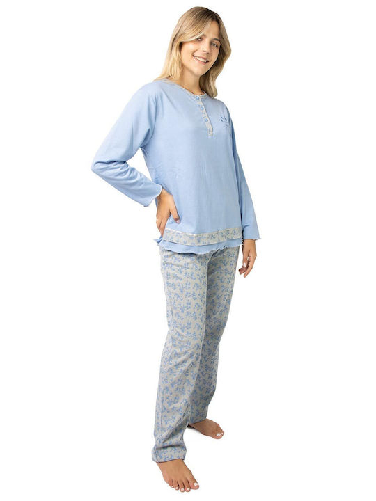 Lydia Creations Winter Women's Pyjama Set Blue