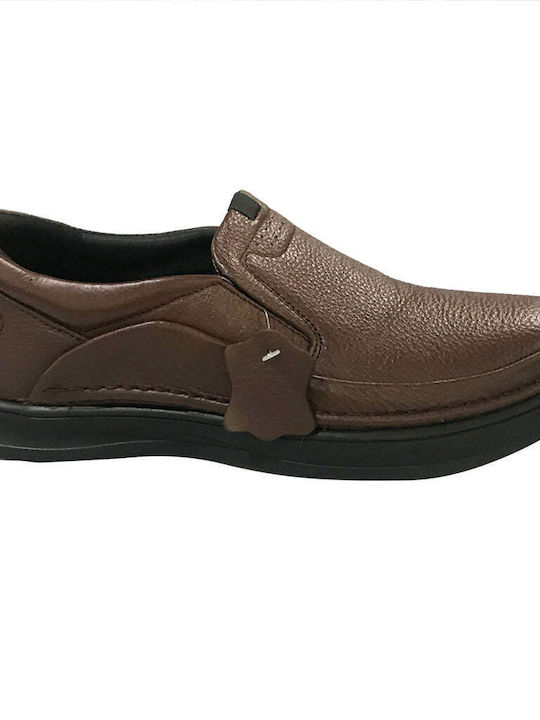 Ustyle Men's Leather Moccasins Brown