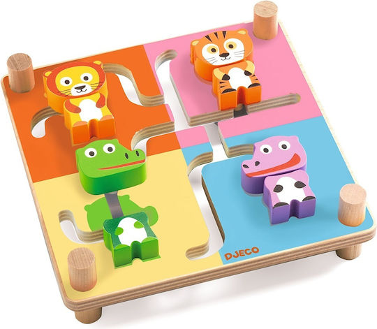 Djeco Baby Toy Board With Animals made of Wood for 24++ Months