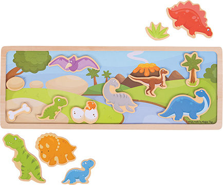 Big Jigs Shape Sorting Toy Magnetic Board Dinosaurs made of Wood for 24++ Months