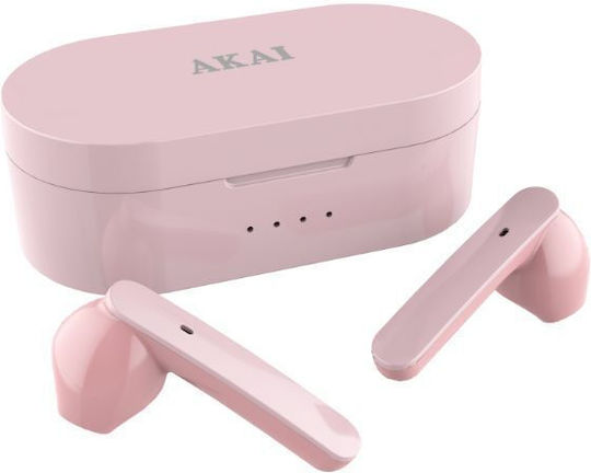 BTE-J10 In-ear Bluetooth Handsfree Ακουστικά με Θήκη Φόρτισης Ροζ