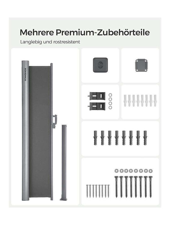 Songmics Rulou lateral de umbrire Grădină Gri x1.6m