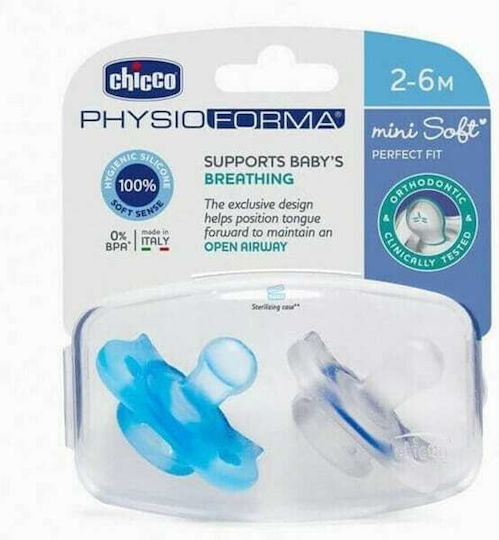 Chicco Forma Mini Soft Pacifiers Silicone Light Blue / White for 2-6 months 2pcs