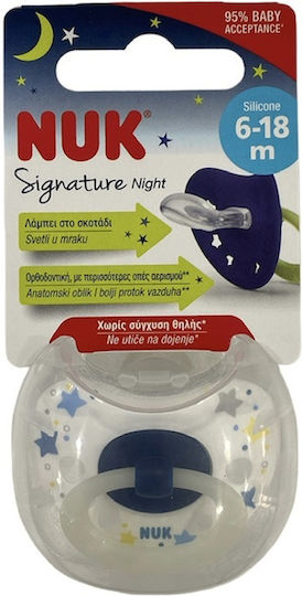 Nuk Signature Orthodontic Pacifier Silicone Night Stars - White - Blue for 6-18 months