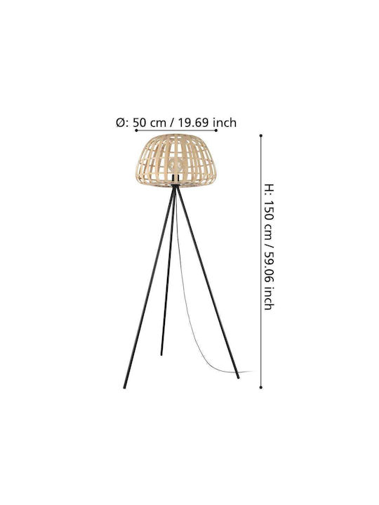 Eglo Floor Lamp H149xW50cm. with Socket for Bulb E27 Beige