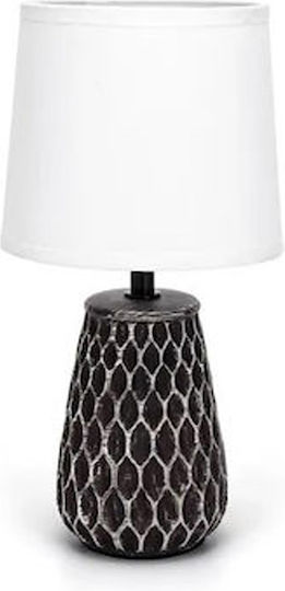 Aigostar Ceramic Table Lamp for Socket E14 with White Shade and Black Base
