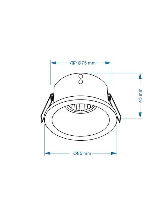 123led Rund Metallisch Einbau Spot mit Fassung GU10 Schwarz 1Stück