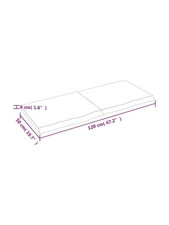 vidaXL Rectangular Office Desk Surface made of Solid Wood in Brown Color 120x50x4cm 3156373 1pcs